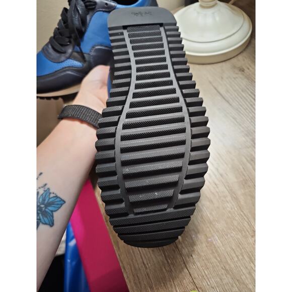 Coach Carter PERF RUNNER Sneakers Low Cut Leather FG1600 Blue Black Size 8D - Picture 6 of 16